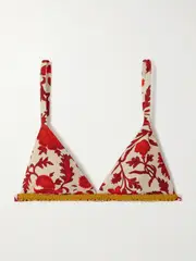 [La DoubleJ] La DoubleJ - + Orlebar Brown Fonda Braided-trimmed Floral-print Triangle Bikini Top - Cream - x small x small Cream