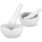 2 Sets and Pestle Mini Stone Large Grinding Bowl Porcelain Kitchen Tool