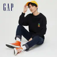 在飛比找蝦皮商城優惠-Gap 男女同款 Logo仿羊羔絨刷毛連帽外套-黑色(777