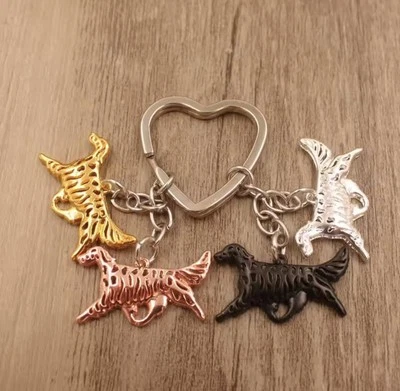 English Irish Setter Dog Animal Keychain Gold Silver Rose Black Colour Pendants