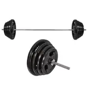 113kg - 198cm Barbell Bar Weight Set + 105kg Ez Grip Cast Iron Weight Plate