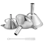 Stainless Steel Funnels Set of 3 Metal Kitchen Funnels for Filling Bottles Flask