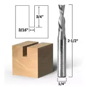 3/16" Dia 2 Flute Downcut Endmill CNC Router Bit - 1/4" Shank - Yonico 32213-SC
