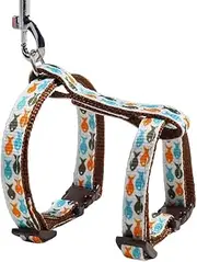 Cat Harness and Set Geometric Pattern Escape Proof Adjustable for Cat Outdoor Walking(Bust24-42CM) Rope 1.2M