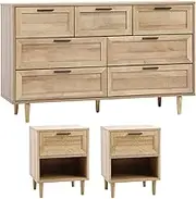 Oikiture Chest of Drawers and 2 Bedside Tables Nightstands Bedroom Set