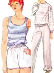 1980s Blouson Tracksuit Shorts Pants Fleece Vogue Sewing Pattern 8218