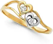 [JewelryWeb] 14k Yellow Gold Semanario CZ Simulated Diamond Ring Size 7 Band Style-Ring for Women