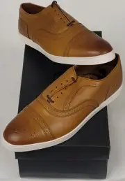 NEW Allen Edmonds 3866 Walnut Brown Brogue Leather Strand Cap Toe Oxford Sneaker