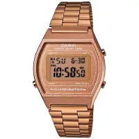 在飛比找Yahoo奇摩購物中心優惠-CASIO 大錶面簡約酒桶型數位錶-B640WC-5A咖啡金