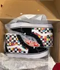 Vans Sk8-Hi Floral Check Checkerboard Black And True White Men 5.5 Women 7