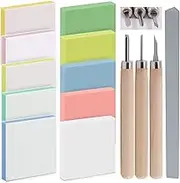 14Pcs Mixed Carve Printing Kit With Carving Knives and Whetstone, Rubber Stamp Blocks Set for Beginners or Professionals, Printmaking, Sculpting, Stamping