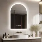 Arch LED Mirror Bathroom Fogless Wall Mirror Dimmable Time Touch Switch Control