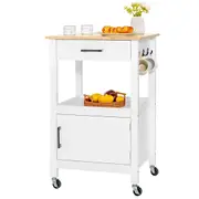 Costway Kitchen Island Trolley Buffet Storage Cart w/Drawer White