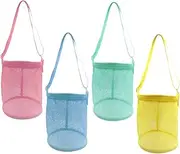 Generic 4Pcs Beach Mesh Shell Bags Toy Mesh Beach Bag for Boys and Girls Outdoor Sand Toy Shell Bags for Beach Portable Toiletries Handbag Travel Beach Tote