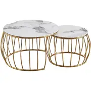 Glen Coffee Table Set Ceramic Top with Gold Steel Legs