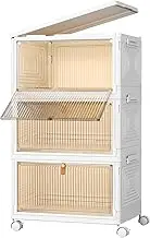 Stackable Storage Bins with Lids, 3 Tier Stackable Storage Bins with Lids Closet Organizer Boxes for Clothes Foldable Storage Box for Clothes/Toys/Office Supplies/Snacks, 59x39x28cm