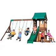 Backyard Discovery Lakewood Cedar Wood Play Centre Swing Set with Slide and Fort