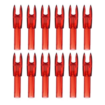 12 Pack Archery Arrows Nocks 4.2mm Plastic Insert Arrow Nock, Clear Red