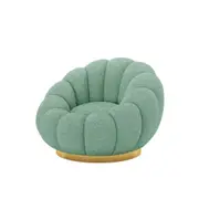 Beare Boucle Swivel Accent Chair w/ Gold Base Light Green