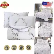 Reversible Twin Floral Patchwork Quilt Set with Pillow Shams - Elegant Design