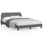 Fabric Bed Frame Black Modern Wooden Mattress Base Slats Double Size 137x190cm