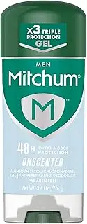 Mitchum Advanced Anti-Perspirant & Deodorant For Men, Gel, Unscented, 3.4-Ounce Stick