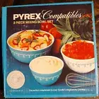 NEW Pyrex Snowflake Blue Compatibles 3 Piece Mixing Bowl Set 300-2 NEVER OPENED