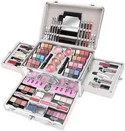 YBUETE Professional Makeup Kit for Girl Women, Reusable Full Cosmetic Train Case, Full Starter Cosmetic Set with Storage Case Included Foundation Blush Eyeshadow Lipstick Lip Liner Mascara Eyeliner