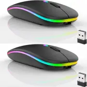 2 Pack Wireless Bluetooth Mouse,LED Dual Mode Rechargeable Silent Slim Laptop...