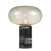 Maximo Table Lamp, Black Marble, Amber Glass