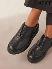 Black Forever Comfort® Leather Chunky Brogues Trainers (B23033) | $101