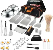 144-Piece Stainless Steel BBQ Griddle Accessories Kit with Heat-Resistant Silico