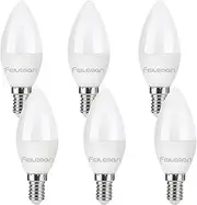 FEILEMAN E14 LED Bulb Small Edison Screw Candle Bulb C37 E14 LED 6W 490Lm 3000K Warm White Replacement for 60W Incandescent Not Dimmable Lamp Candle Shape Light Bulb, Pack of 6
