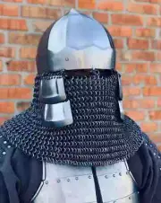 Halloween Medieval Helmet 16 Gage Mild Steel Chain Mail Helmet