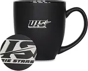 Rico Industries NCAA Illinois-Springfield Prairie Stars 15oz Laser Engraved Matte Black Ceramic Bistro Mug - for Hot or Cold Drinks