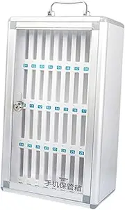 Perfk Cell Phone Locker Pocket Chart Locking with Handle Portable Security Lock Aluminum Alloy Storage Cabinet Lock Box for Office, 36 Slots