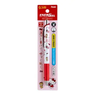 【小禮堂】Hello Kitty 原子筆 黑 0.5mm Pentel EnerGel - 紅白小熊款(平輸品)