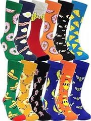 [HSELL] Mens Colorful Dress Socks Novelty - Men Funny Pattern Fashionable Fun Crew Cotton Socks (