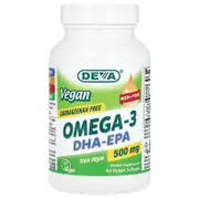 Deva, Vegan Omega-3, DHA-EPA, 500 mg, 60 Vegan Softgels