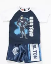 Carlton Blues Official AFL Team Logo Toddler Summer Pyjamas Satin Boxers