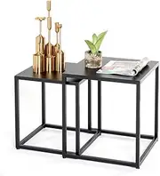 GYDUHYE Metal Nesting Tables Square Stackable Coffee Table Sofa End/Side Tables for Living Room Balcony Office,Easy to Clean