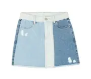 WONDER NATION Girls Size S (6-6X) Patchwork Denim Skirt • Light Wash