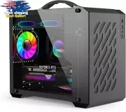 Mini-ITX PC Case - Portable, Tempered Glass, 360mm Radiator Support, Black