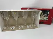 4 CRISTAL DE FLANDRE "GOTTINGEN" 24% LEAD CRYSTAL STEMWARE WINE GLASSES