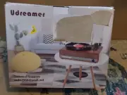 Udreamer 3-Speed Turntable Record Player w/Speakers, USB, Bluetooth, Aux Vintage