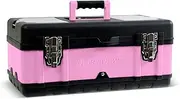[Pink Power] Aluminum Tool Box for Tool or Craft Storage - 18 Inch Portable Tool Case with Locking Lid and Extra Storage Compartments