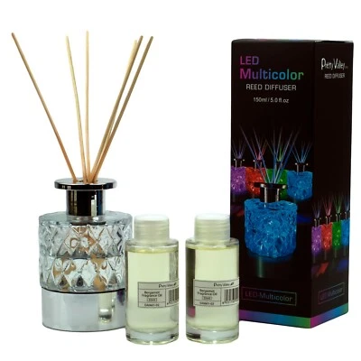 LED Lighted Clear Cut Glass Reed Fragrance Diffuser Bergamot 110ml PV8700L