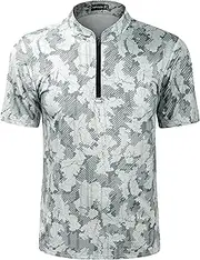 [TAPULCO] Mens Quick Dry Quarter Zip Performance Modern Printed Casual Sports T-Shirts Athletic Pullover Outdoor Hiking Tee
