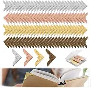 Xinghonyac 120 Pcs Metal Book Corner Protector, 4 Colors Guard Edge Cover Book Scrapbooking Corner Protector, Decorative File Angle Protector Covers for Scrapbook, Menu, Folder, Book