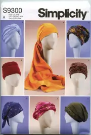 7 Different Styles of Turbans, Headwrap & Hats - Simplicity Pattern - S-M-L